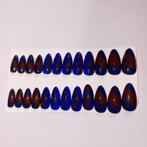 Vibrant Blue and Brown Press-On Nails